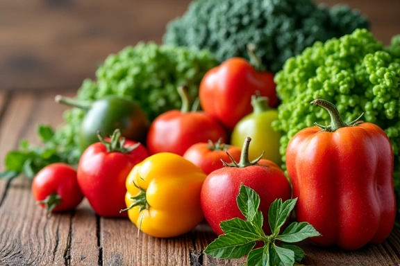 Various types of fresh fruits and vegetables