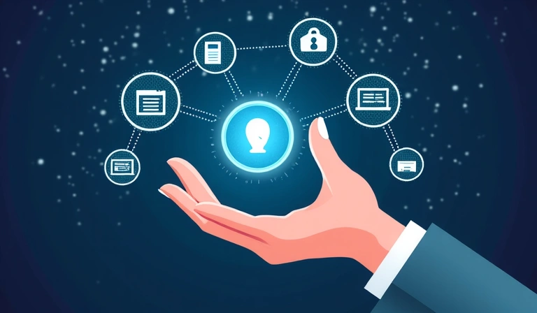 Illustration of person interacting with data, representing user rights over personal information