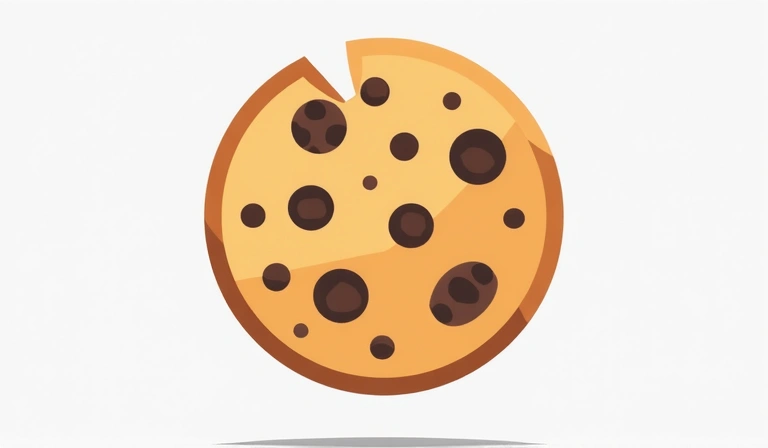 Stylized cookie icon with digital elements, linking to cookie policy